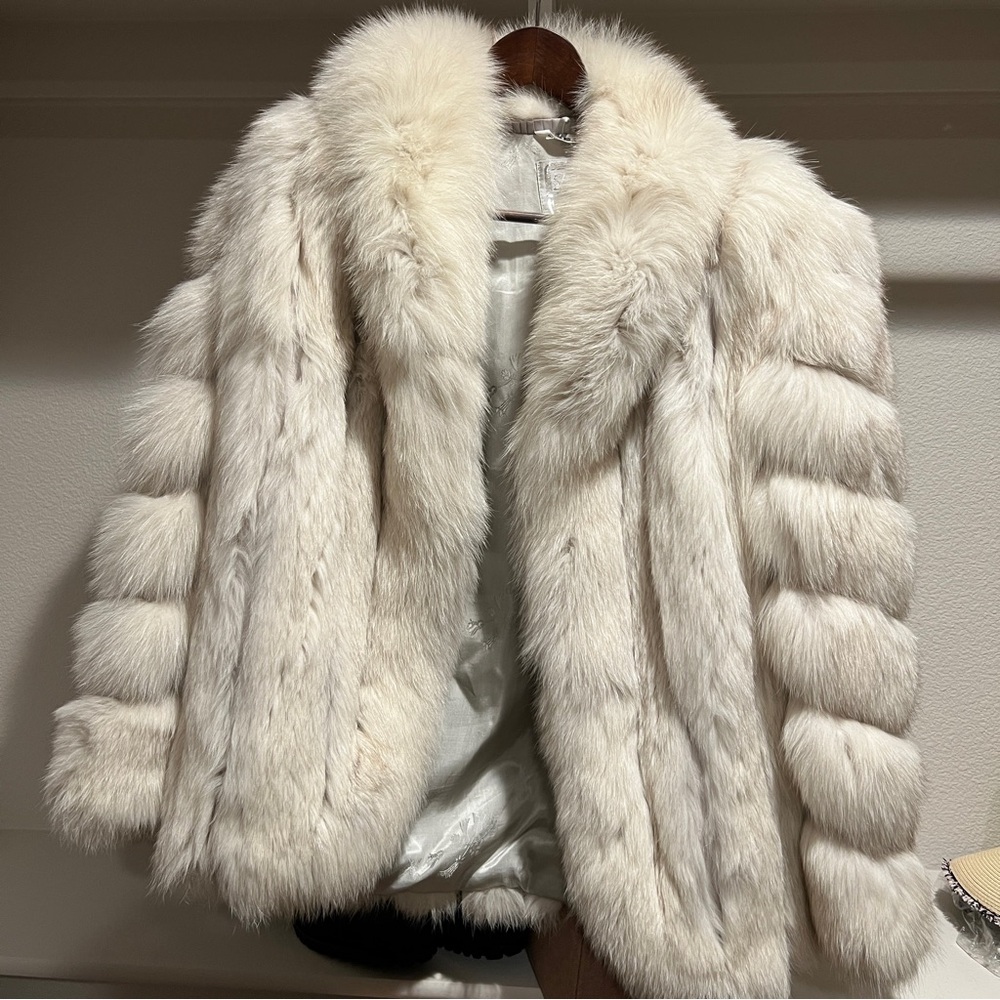 Saga Genuine Blue Fox Fur Coat Pre-Owned